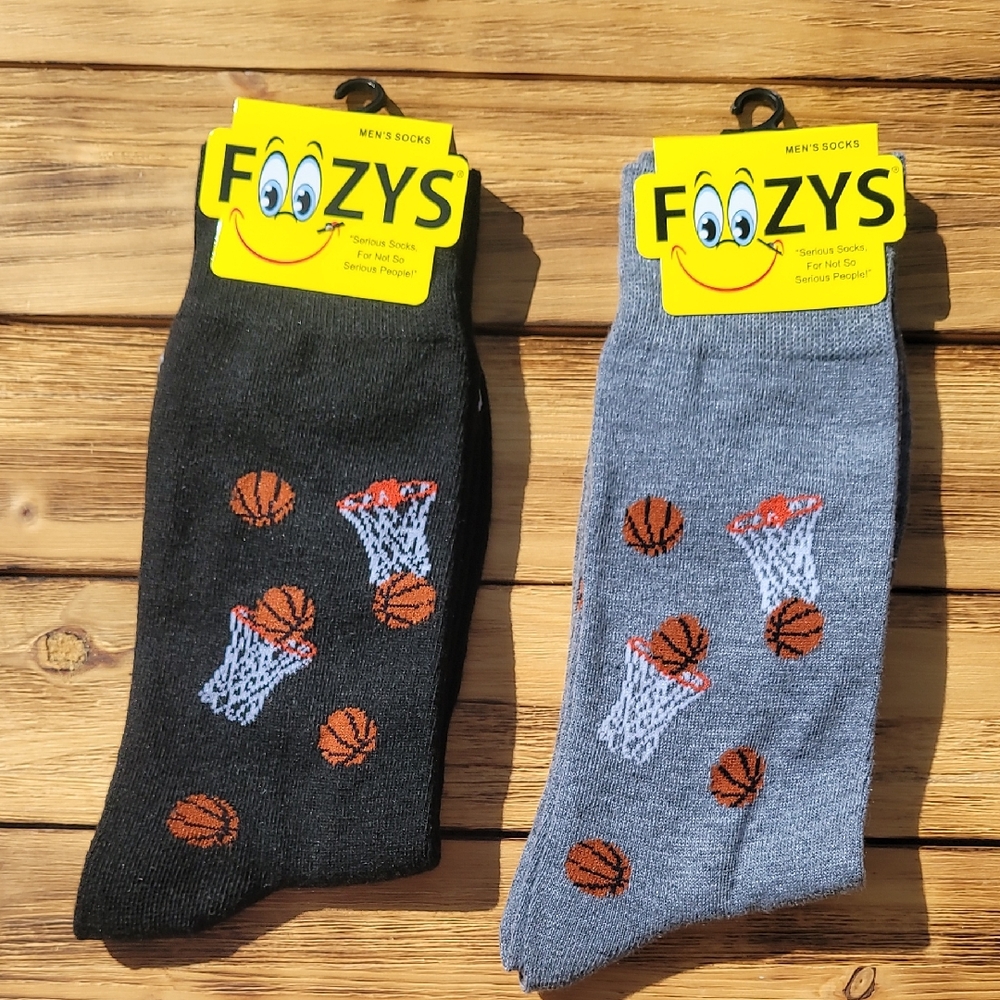 NWT Men's Foozy's Basketball Themed Socks - Gray and Black